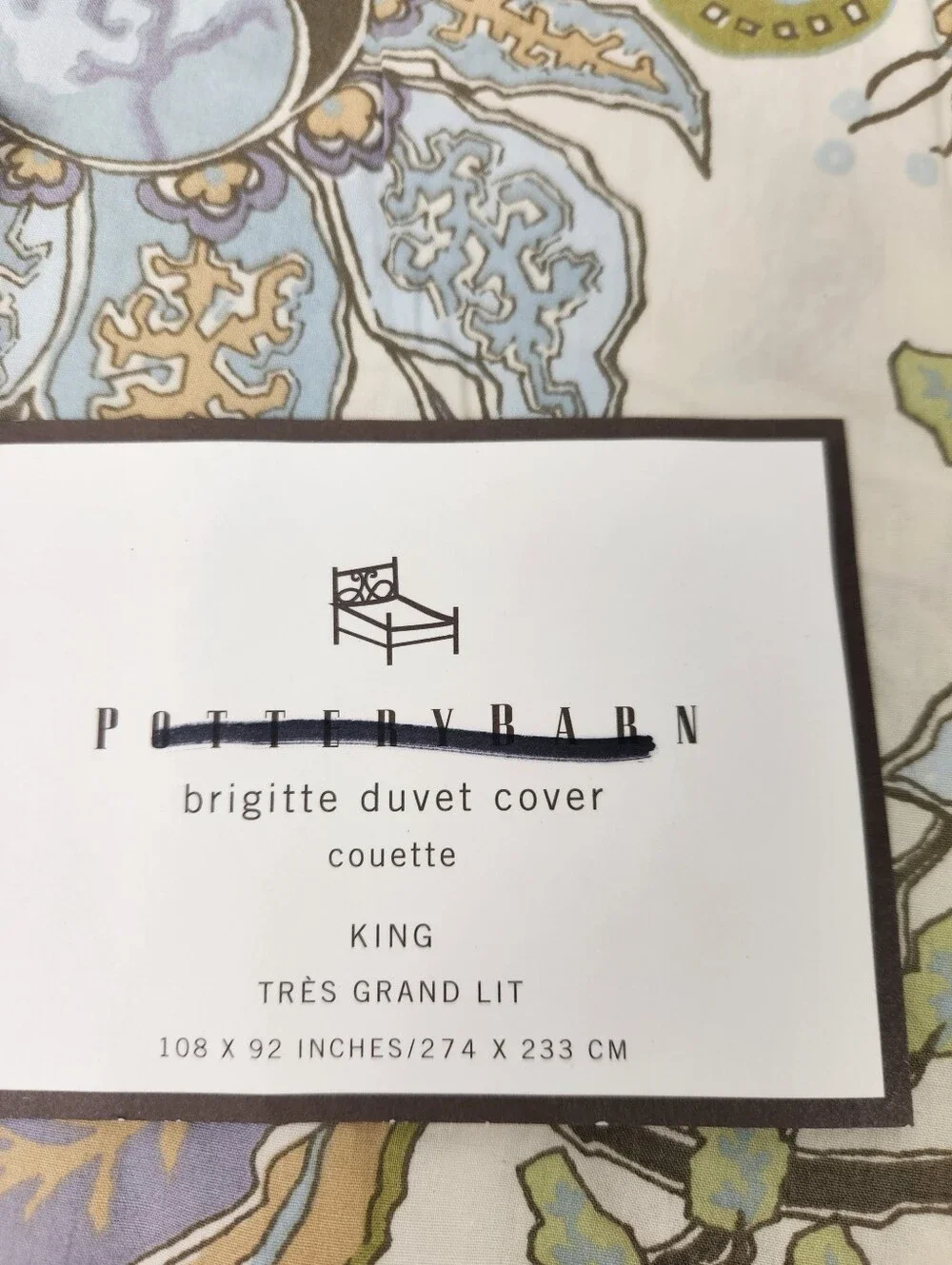 Pottery Barn Brigitte King Duvet Cottagecore Paisley Floral 100% Cotton NOS